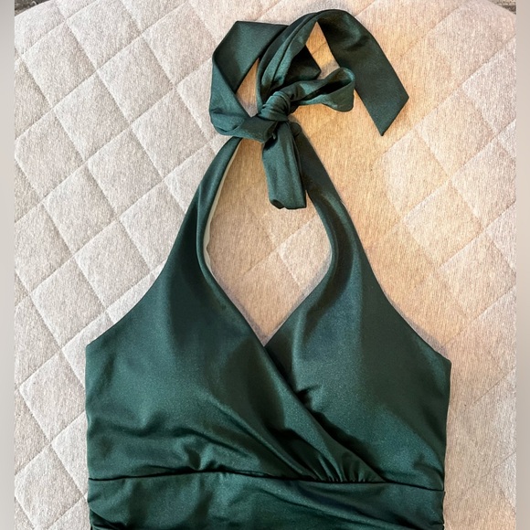BODEN Levanzo Dk Green Sz 6 Long Halter One Piece Swimsuit Exc Cond Orig $110 - Picture 6 of 11